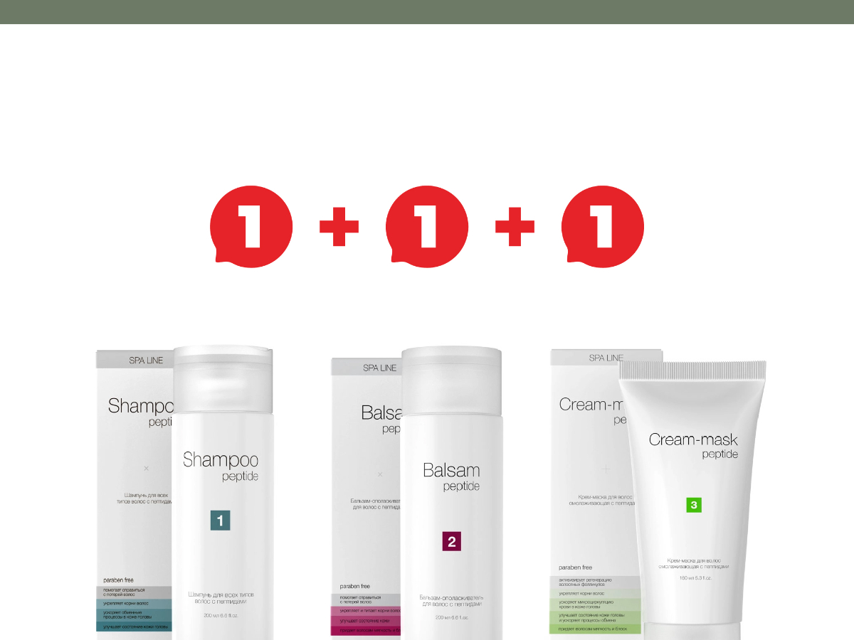 Промо-набор для волос с пептидами: шампунь, бальзам и маска | Акция ноября